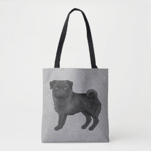 Schwarze Farbe Süße Pug Mops Cartoon Hunde-Rasse G Tasche
