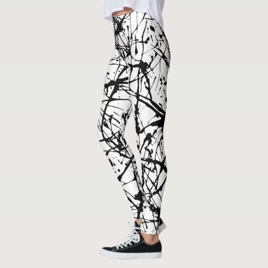 Schwarze Farben-Spritzer-Leggings Leggings (Links)