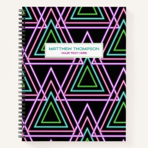 Schwarze farbenfrohe Retro-80er-Neon-Geometrie-Dre Notizblock