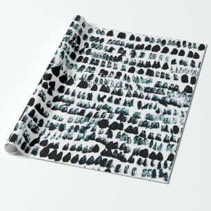 Schwarze Farbflecken mit Flecken, Klecksen und Kör Geschenkpapier