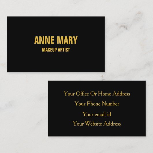 Schwarze Farbgestaltung Künstler Modern Cool Visitenkarte (Vorne/Hinten)