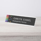 Schwarze farbige Crayons & Stars Lehrer Name Schreibtischnamensplakette (Vorderseite )