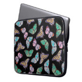 Schwarze farbige Wasserfarbenschmetterlinge Laptopschutzhülle (Vorderseite Links)