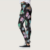 Schwarze farbige Wasserfarbenschmetterlinge Leggings (Links)