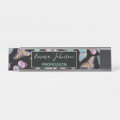 Schwarze farbige Wasserfarbenschmetterlinge Schreibtischnamensplakette (Vorderseite )