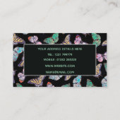 Schwarze farbige Wasserfarbenschmetterlinge Visitenkarte (Rückseite)