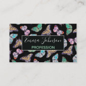 Schwarze farbige Wasserfarbenschmetterlinge Visitenkarte (Vorderseite)