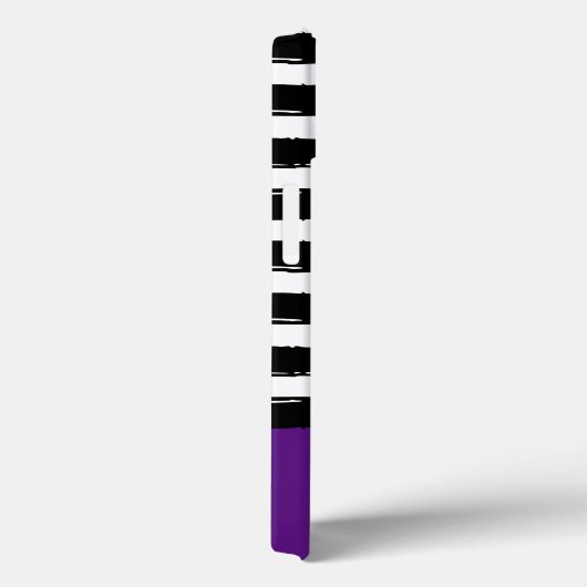 Schwarze Farbstreifen Muster mit Violett-Monogramm Case-Mate iPhone Hülle (Rückseite / Rechts)