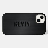 Schwarze Faserstofftextur-Monogramm iPhone Hülle (Rückseite (Horizontal))