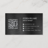 Schwarze Faux-Bürstungsstahl-Professional QR-Code Visitenkarte (Rückseite)