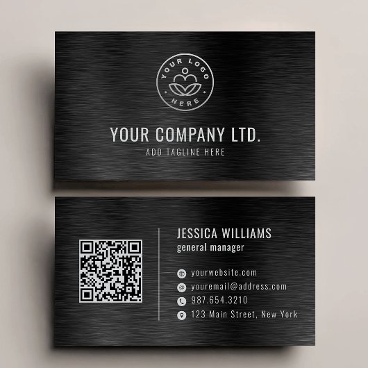 Schwarze Faux-Bürstungsstahl-Professional QR-Code Visitenkarte