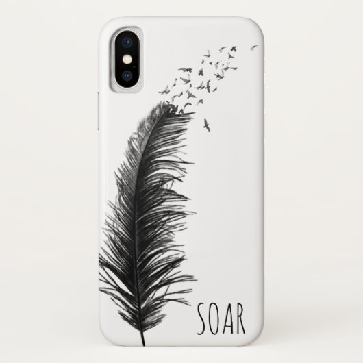 schwarze Feder mit Vögeln Case-Mate iPhone Hülle (Rückseite)