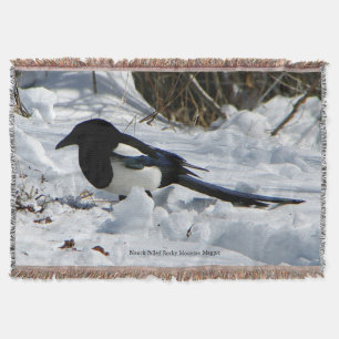 Schwarze Felsbrocken-Magpie werfen Decke