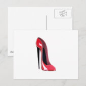 Schwarze Ferse, roter Stiletto-Schuh Postkarte (Vorne/Hinten)
