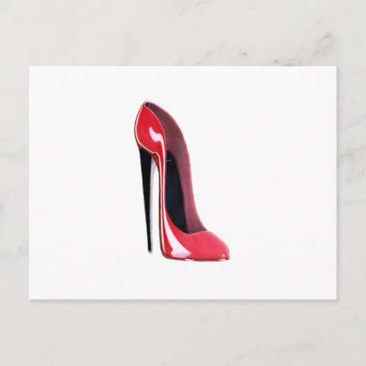 Schwarze Ferse, roter Stiletto-Schuh Postkarte (Vorderseite)