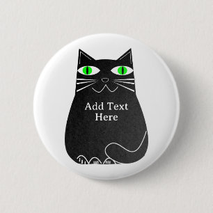 Schwarze Fett-Katze mit einem benutzerdefinierten, Button