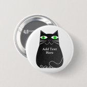 Schwarze Fett-Katze mit einem benutzerdefinierten, Button (Vorne & Hinten)