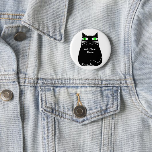Schwarze Fett-Katze mit einem benutzerdefinierten, Button (Beispiel)
