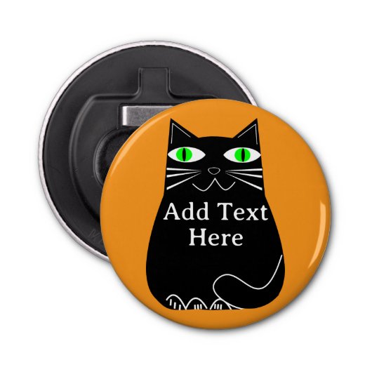 Schwarze Fett-Katze mit einem benutzerdefinierten, Flaschenöffner (Vorderseite)