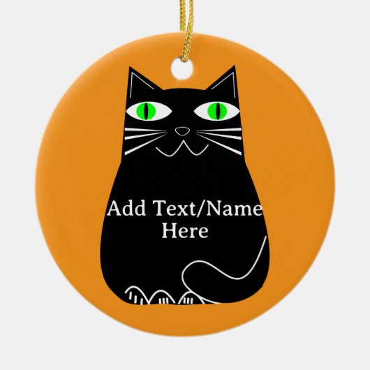 Schwarze Fett-Katze mit einem benutzerdefinierten, Keramik Ornament (Vorne)