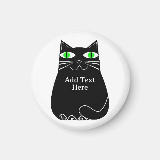 Schwarze Fett-Katze mit einem benutzerdefinierten, Magnet (Vorne)