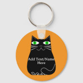 Schwarze Fett-Katze mit einem benutzerdefinierten, Schlüsselanhänger (Vorderseite)