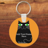 Schwarze Fett-Katze mit einem benutzerdefinierten, Schlüsselanhänger (Rückseite)
