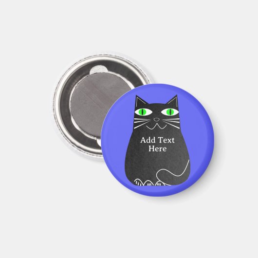 Schwarze Fett-Katze mit grünen Augen, benutzerdefi Magnet