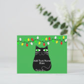 Schwarze Fett-Katze mit grünen Augen, benutzerdefi Postkarte (Stehend Vorderseite)