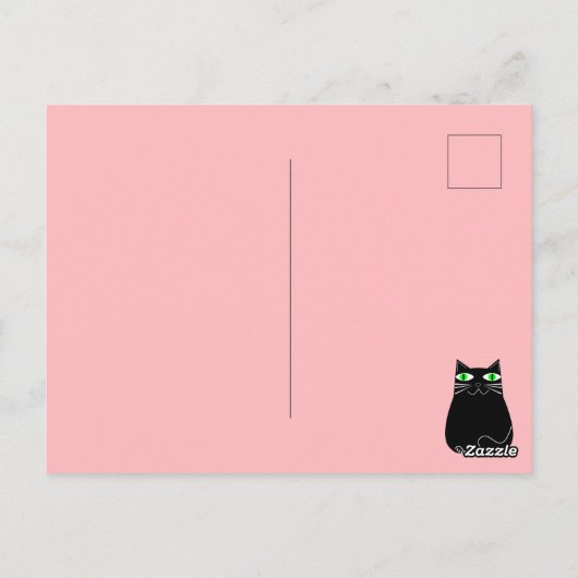 Schwarze Fett-Katze mit grünen Augen, benutzerdefi Postkarte (Rückseite)