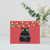 Schwarze Fett-Katze mit grünen Augen, benutzerdefi Postkarte (Stehend Vorderseite)