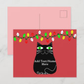 Schwarze Fett-Katze mit grünen Augen, benutzerdefi Postkarte (Vorne/Hinten)