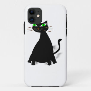 Schwarze Fett-Katze mit grünen Augen Case-Mate iPhone Hülle