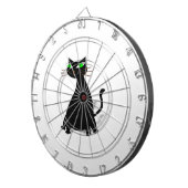 Schwarze Fett-Katze mit grünen Augen Dartscheibe (Vorderseite rechts)