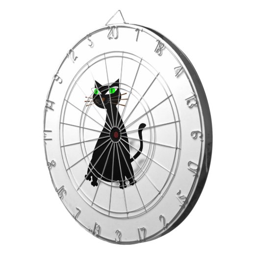Schwarze Fett-Katze mit grünen Augen Dartscheibe (Vorderseite rechts)