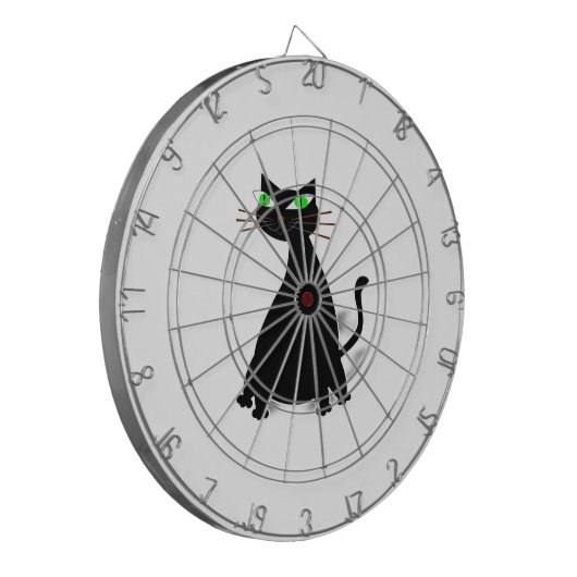 Schwarze Fett-Katze mit grünen Augen Dartscheibe (Vorderseite Links)