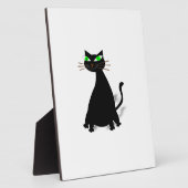 Schwarze Fett-Katze mit grünen Augen Fotoplatte (Seite)
