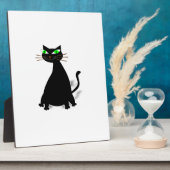 Schwarze Fett-Katze mit grünen Augen Fotoplatte (Seite)