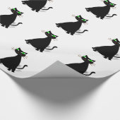 Schwarze Fett-Katze mit grünen Augen Geschenkpapier (Ecke)