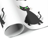 Schwarze Fett-Katze mit grünen Augen Geschenkpapier (Rolleneckpunkt)