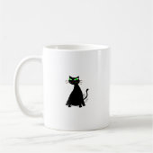 Schwarze Fett-Katze mit grünen Augen Kaffeetasse (Links)