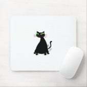 Schwarze Fett-Katze mit grünen Augen Mousepad (Mit Mouse)