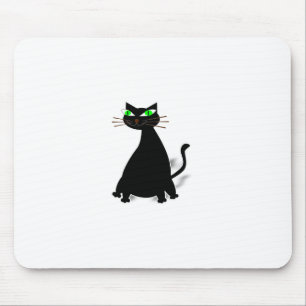 Schwarze Fett-Katze mit grünen Augen Mousepad