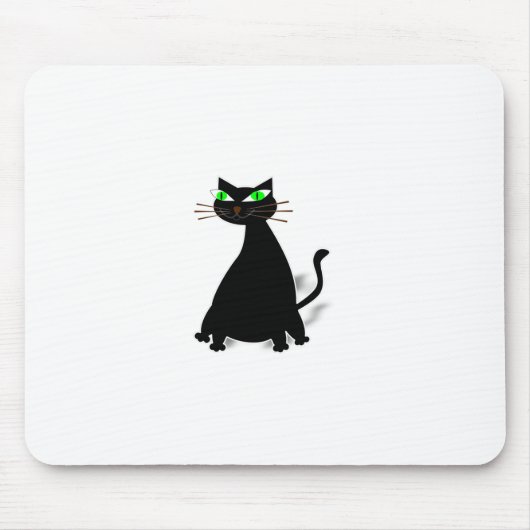 Schwarze Fett-Katze mit grünen Augen Mousepad (Vorne)