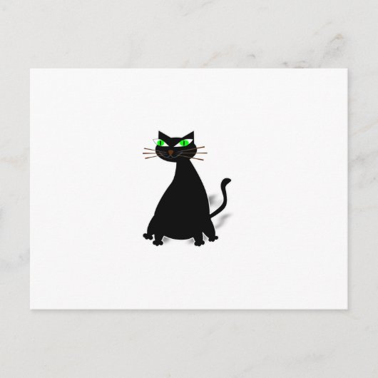 Schwarze Fett-Katze mit grünen Augen Postkarte (Vorderseite)