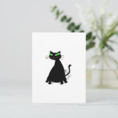 Schwarze Fett-Katze mit grünen Augen Postkarte (Stehend Vorderseite)