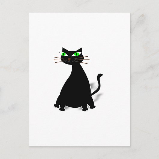 Schwarze Fett-Katze mit grünen Augen Postkarte (Vorderseite)