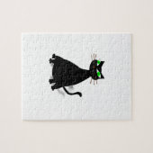 Schwarze Fett-Katze mit grünen Augen Puzzle (Horizontal)