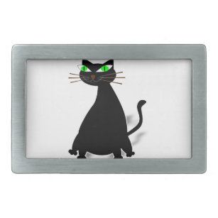 Schwarze Fett-Katze mit grünen Augen Rechteckige Gürtelschnalle