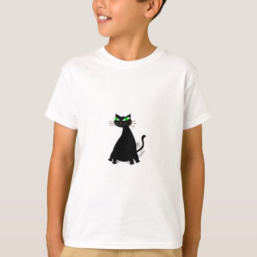 Schwarze Fett-Katze mit grünen Augen T-Shirt (Vorderseite)